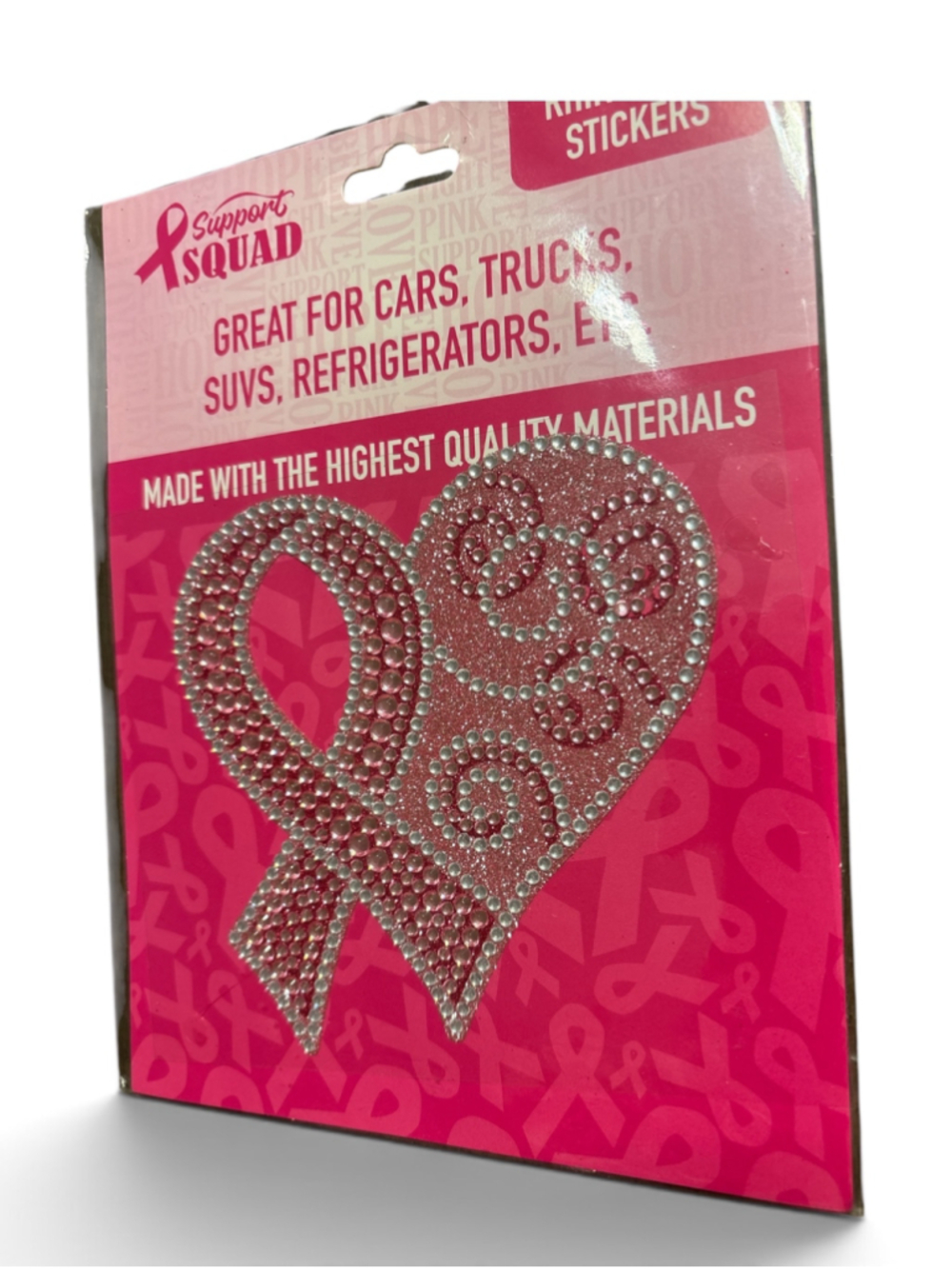 Breast Cancer AwarenessSupport Squad Pink Ribbon Keychain & Sticker Set - Picture 5 of 5